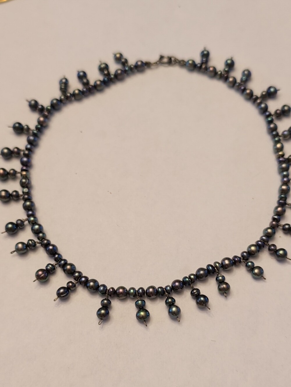 Classic Black Peacock Pearl Fringe Choker Necklace - Women Jewelry